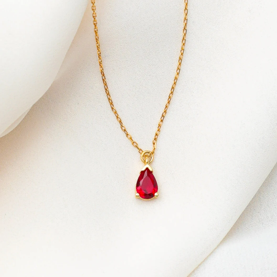 Dainty Ruby Silver Necklace - Main Image