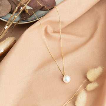 Single Pearl Necklace Silver Chain