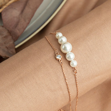 Silver Layered Pearl Bracelet
