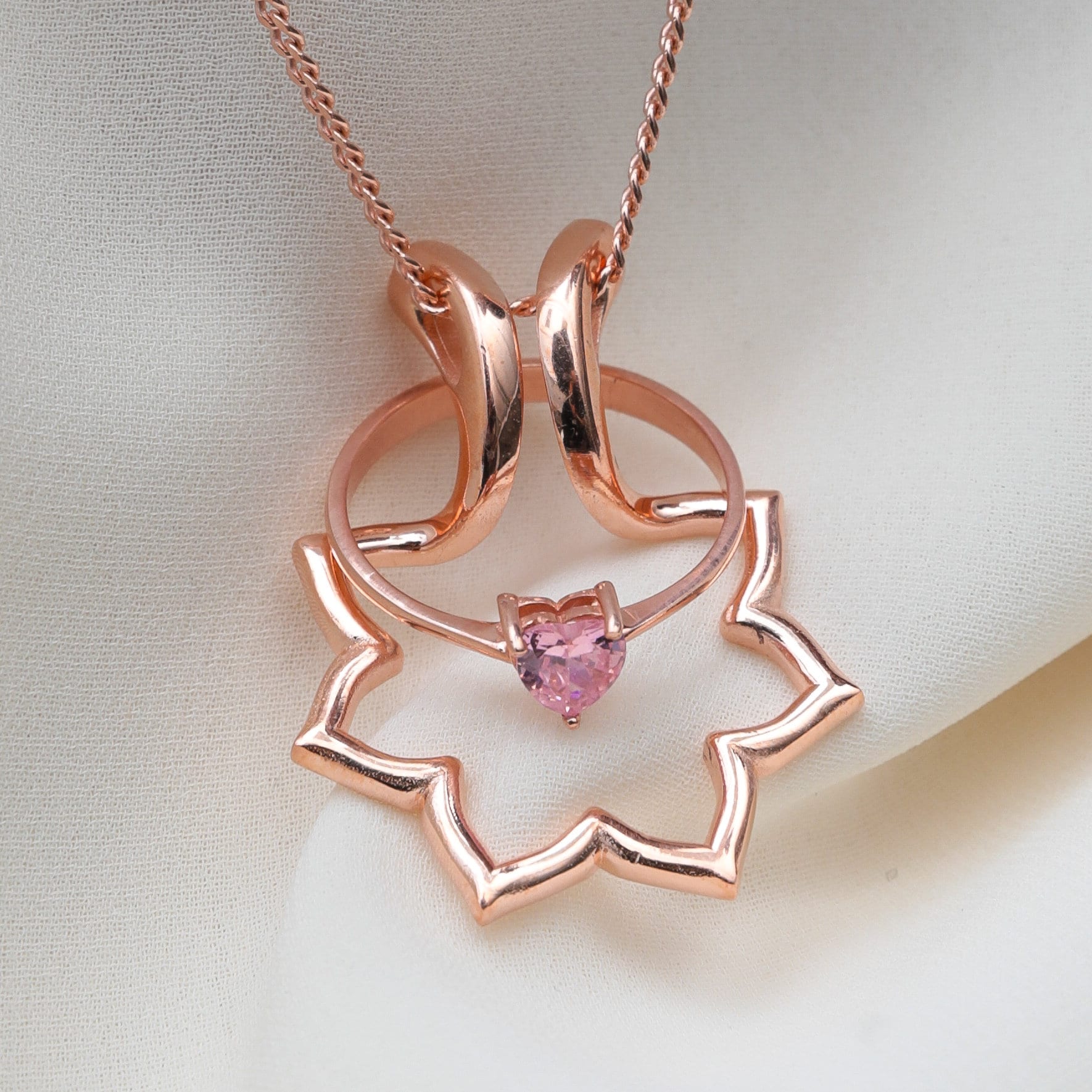 Sunflower Ring Holder Necklace, Double Thick Chain Dainty Ring Holder