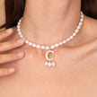 14k Solid Gold Pearl & Initial Necklace