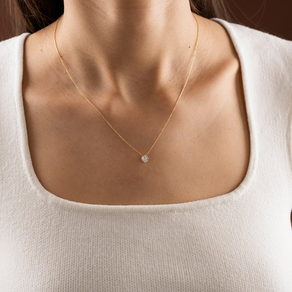 Moissanite Solitaire Necklace in 14K Gold