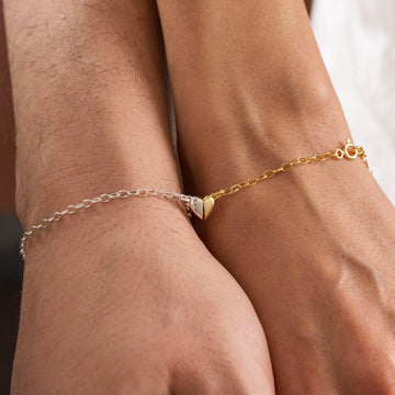 Magnetic Heart Couple Bracelets 925 Sterling Silver Matching Bond Set