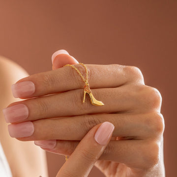 Minimal High Heel Pendant for Women Pave Shoe Pendant