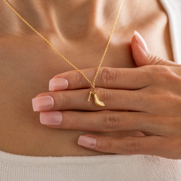 Minimal High Heel Pendant for Women Pave Shoe Pendant