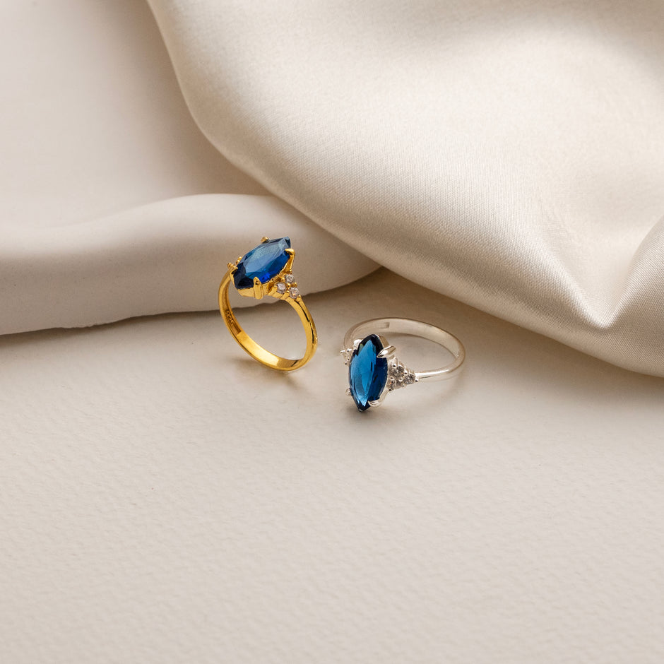 Marquise Cut Sapphire Inspired  925 Silver Zircon Ring