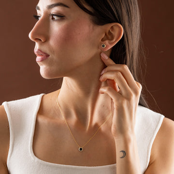 Onyx Necklace & Earrings Jewelry Set