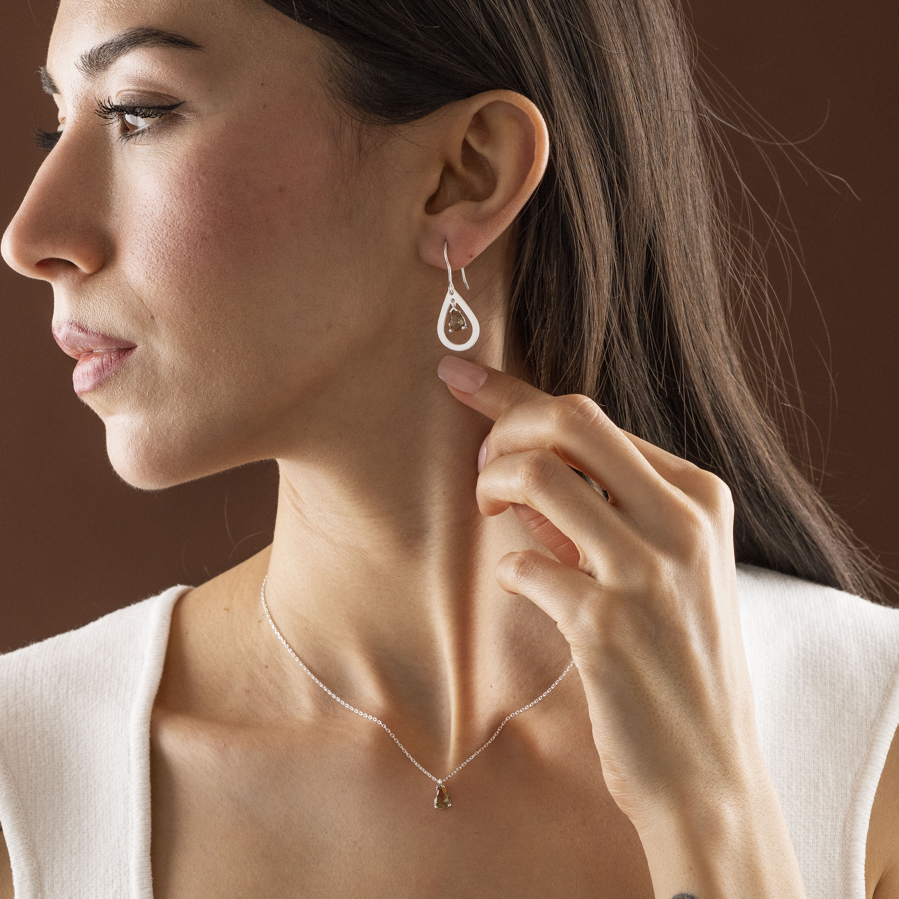 Zultanit Teardrop Necklace Earrings Jewelry Set