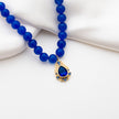Deep Blue Jade & 925 Sterling Silver Teardrop Necklace