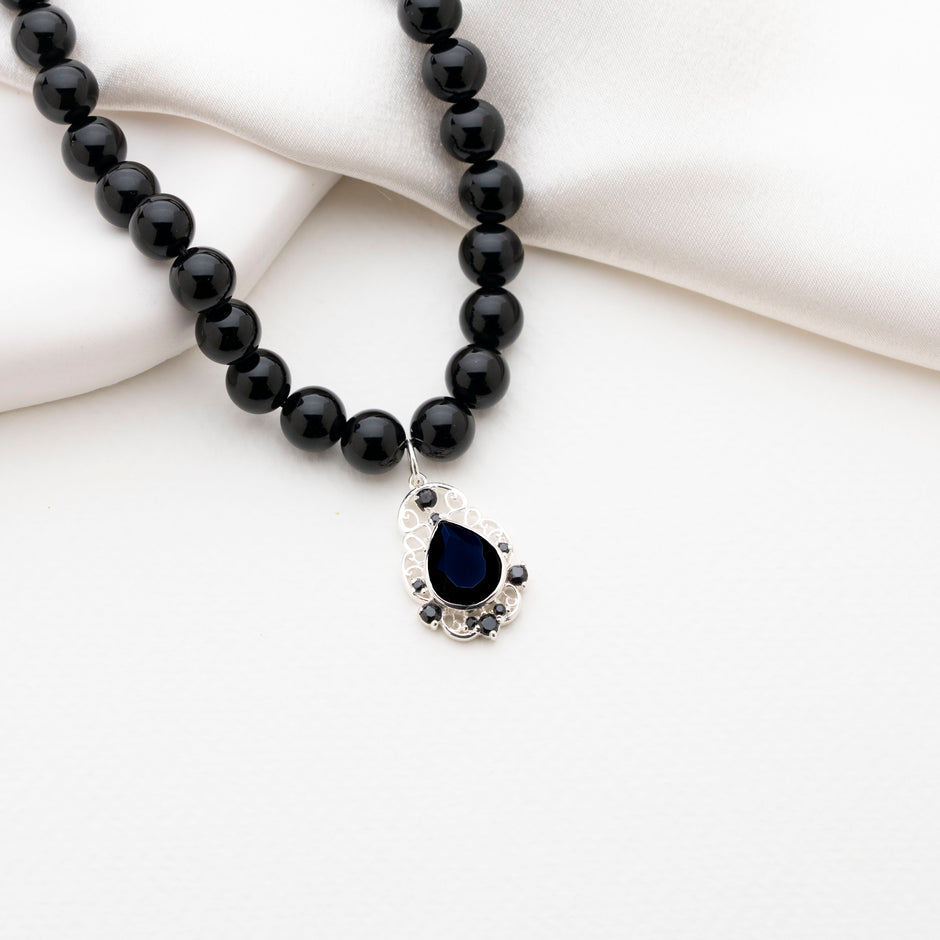 Onyx 925 Sterling Silver Statement Necklace