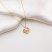 Princess Cut Pink Zircon Geometric Necklace in 925 Sterling Silver