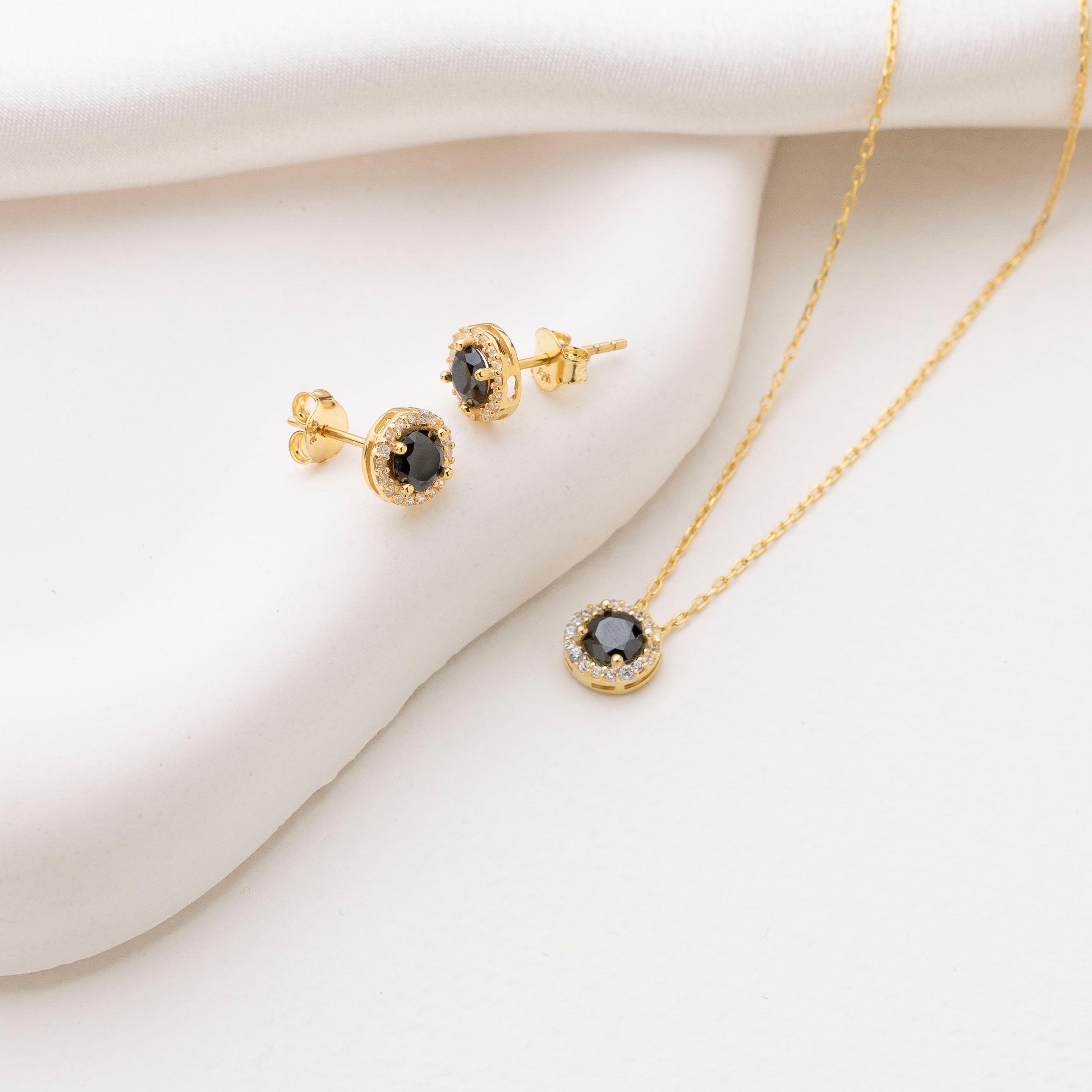 Onyx Necklace & Earrings Jewelry Set