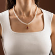 925 Sterling Silver Crystal Pearl Necklace with Zirconia Pendant