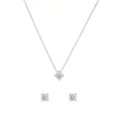 Diamond Necklace & Stud Earrings Set – 925 Sterling Silver - 4mm CZ Stone