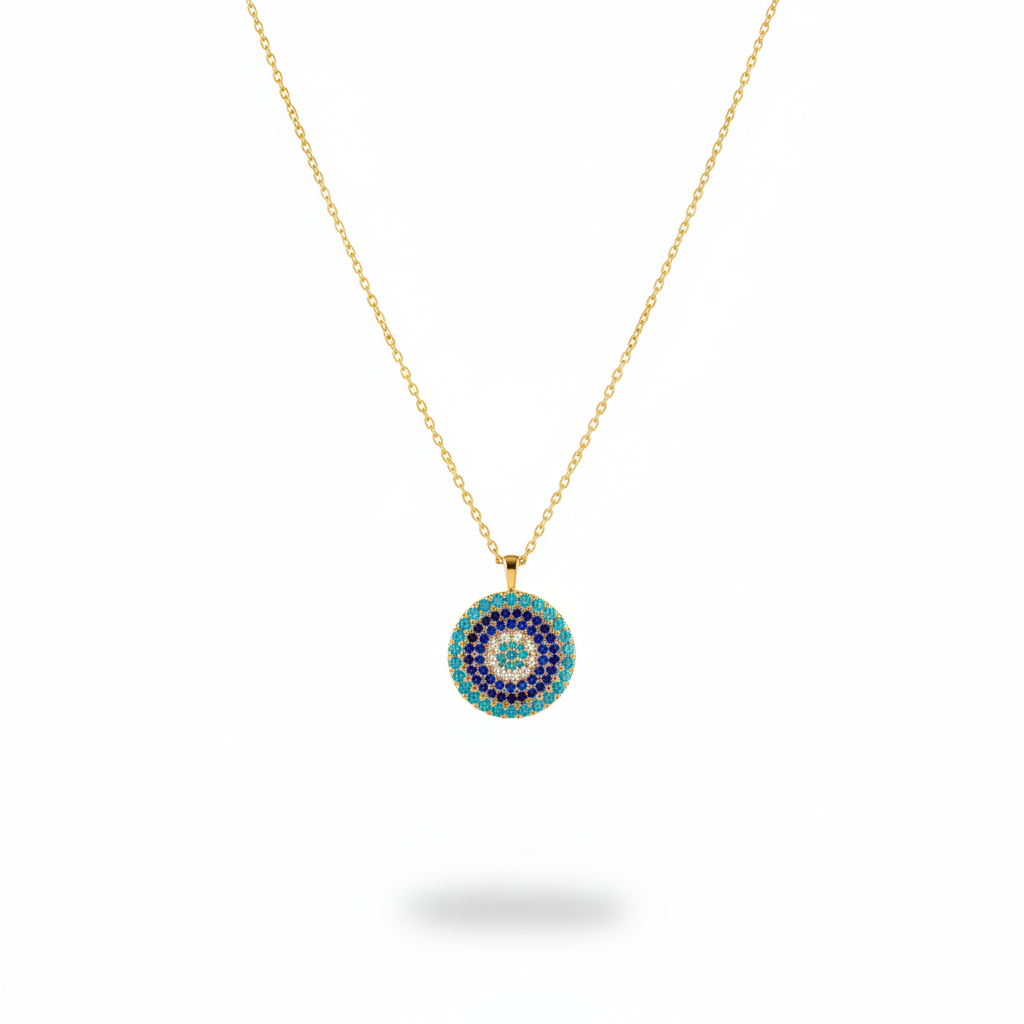 Pave Turkuaz Evil Eye Necklace