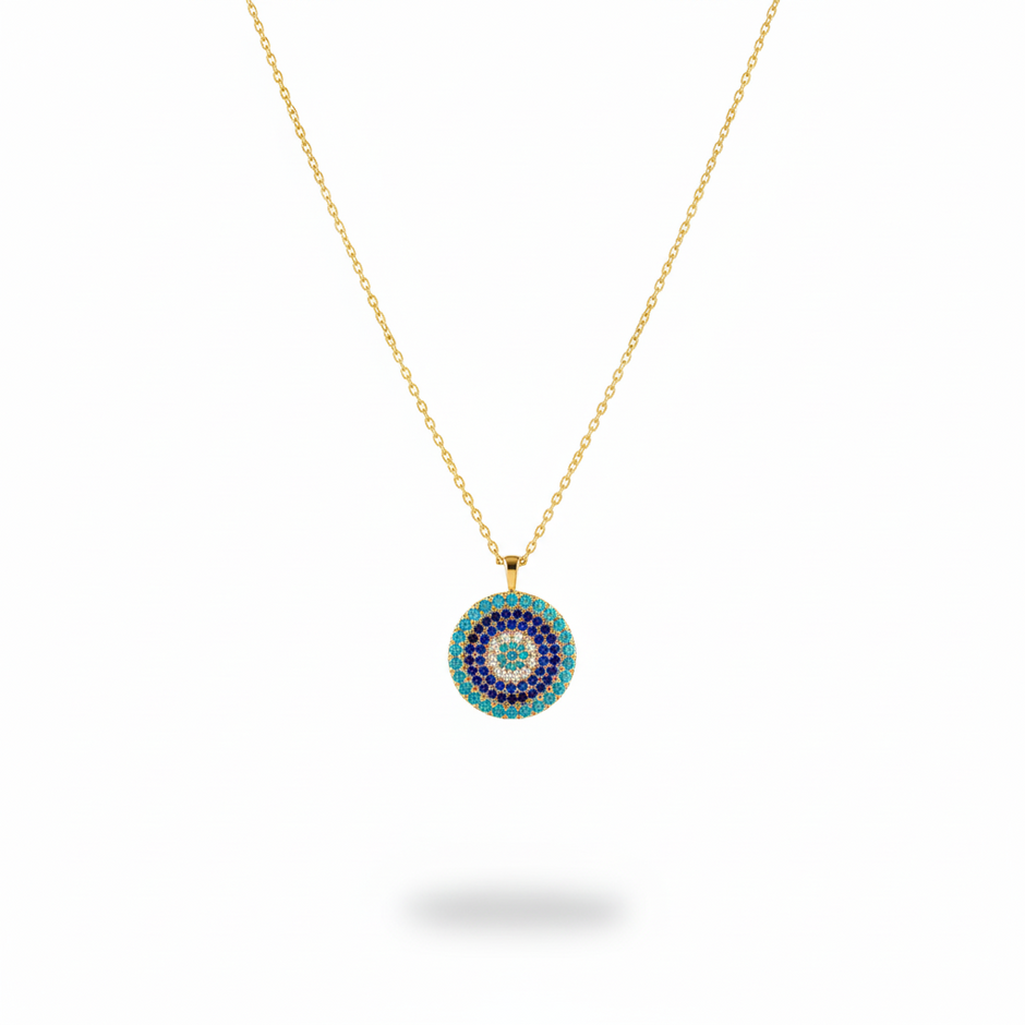 Pave Turkuaz Evil Eye Necklace