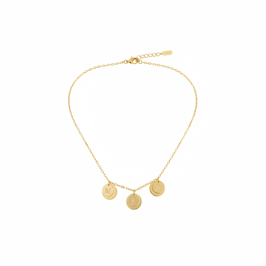 Personalized Double Plate Disc Necklace 925 Sterling Silver