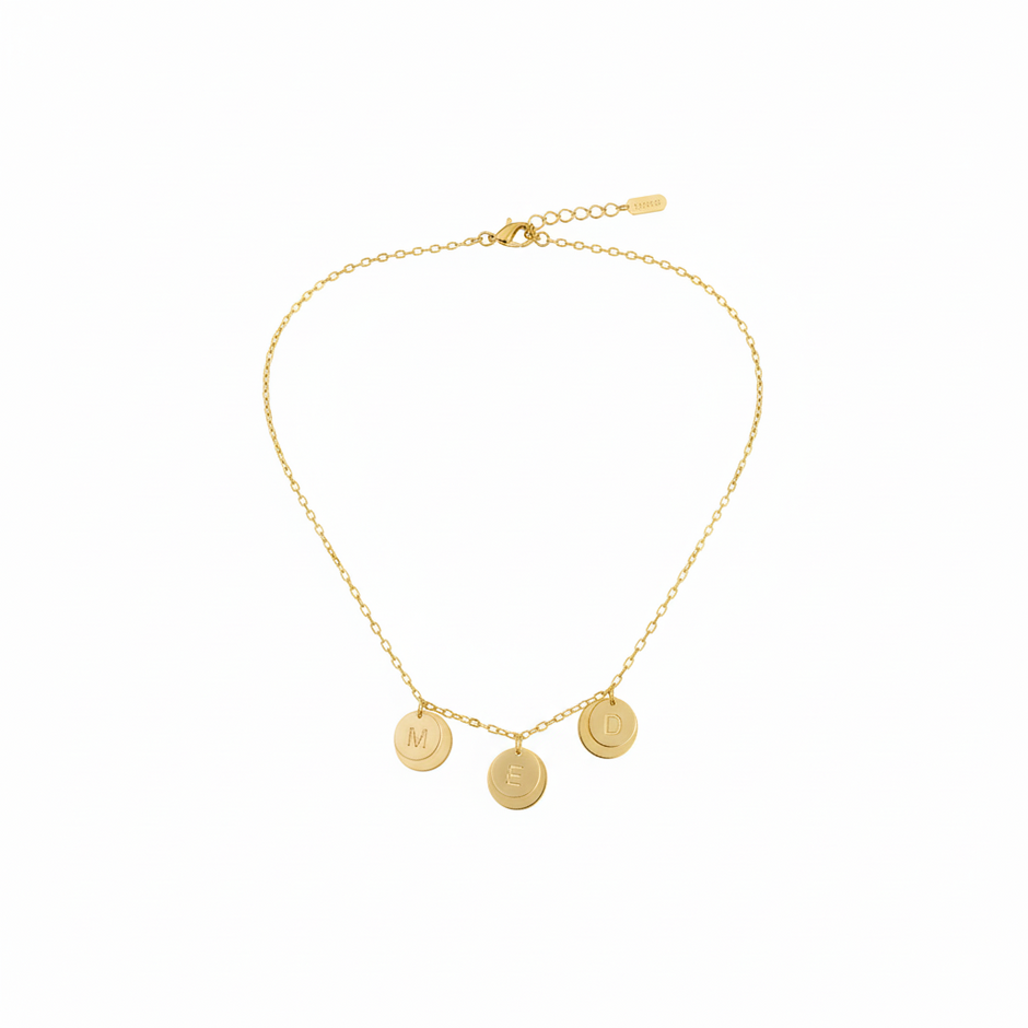 Personalized Double Plate Disc Necklace 925 Sterling Silver
