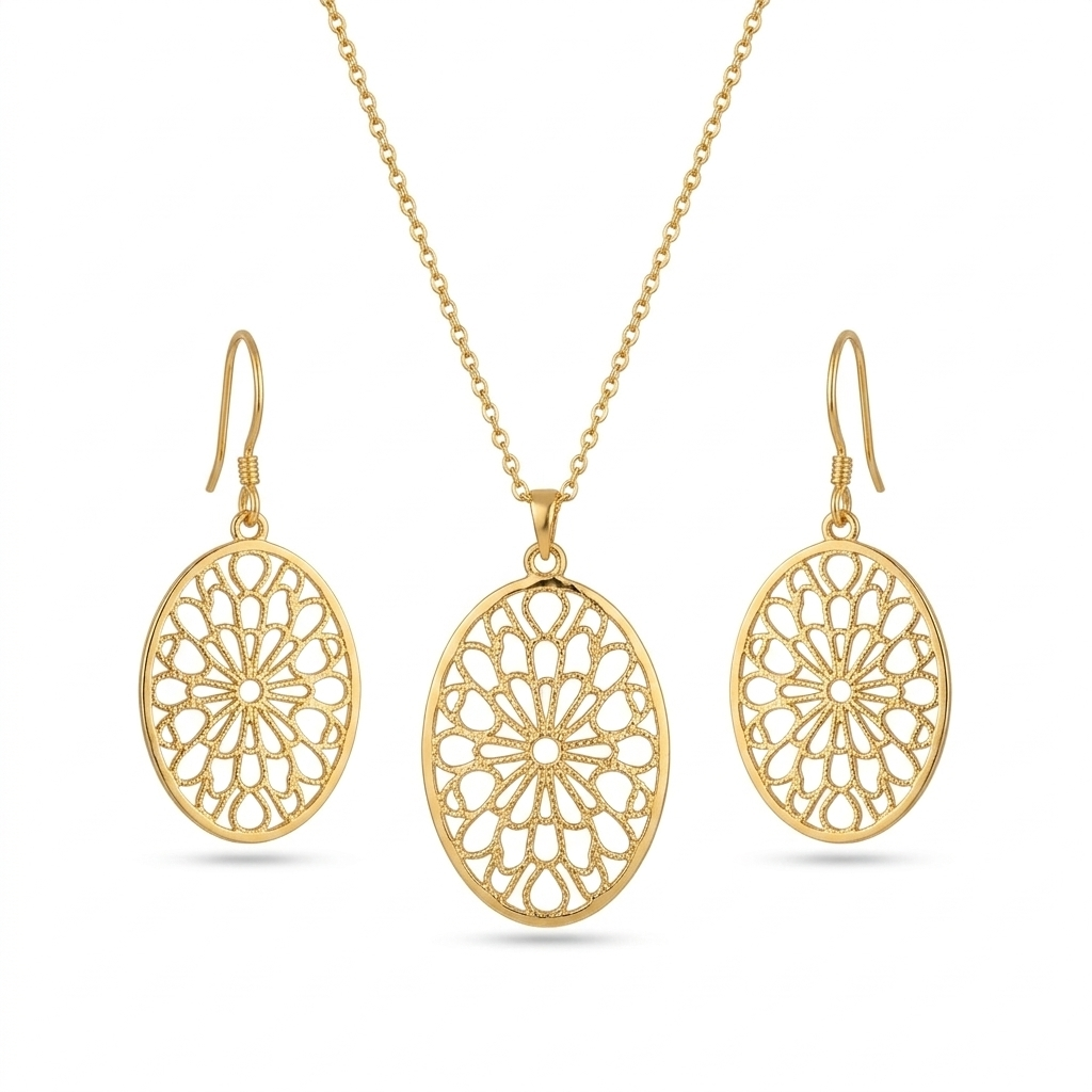 Signature Design 925 Sterling Silver Pendant & Earrings Jewelry Set