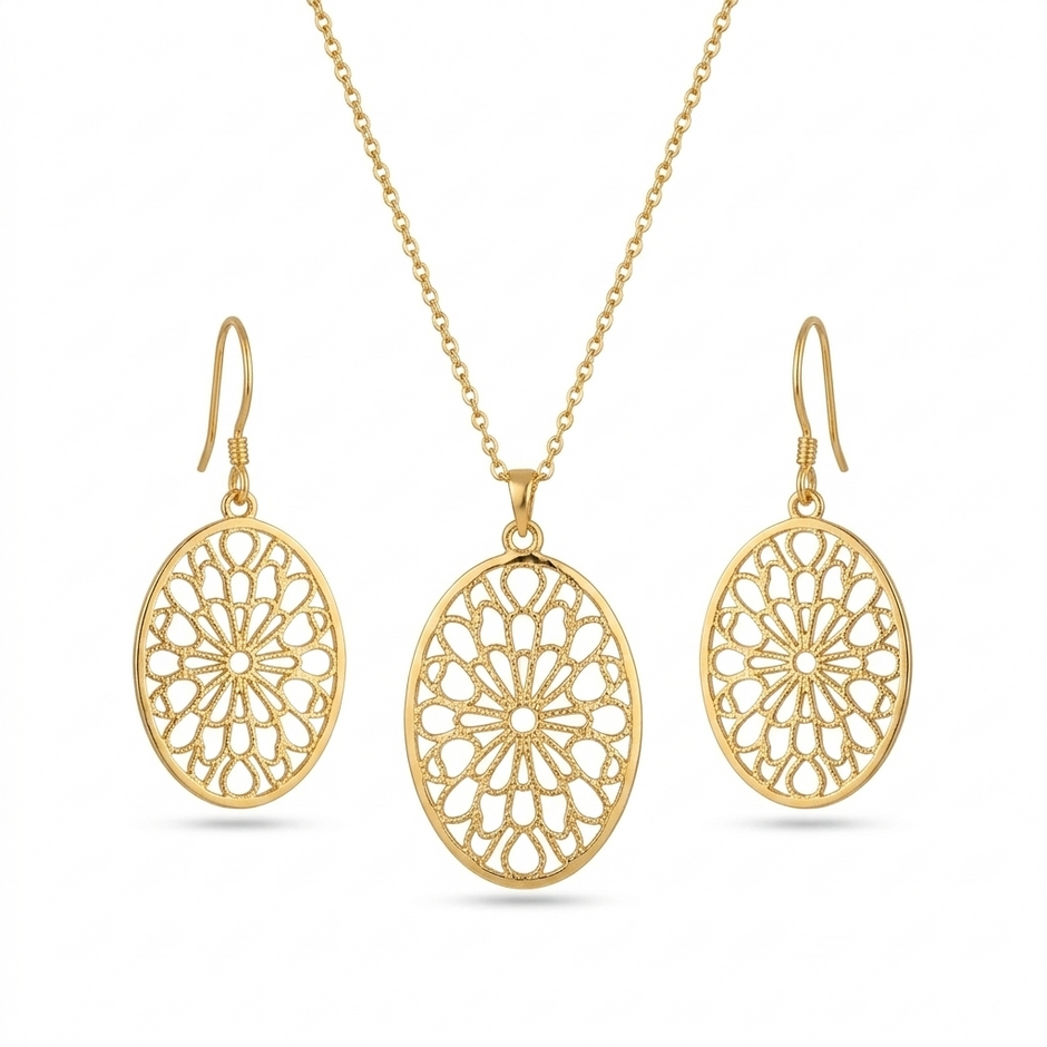 Signature Design 925 Sterling Silver Pendant & Earrings Jewelry Set
