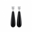 Black Teardrop Earrings 925 Sterling Silver Onyx Style Drop