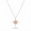 Handmade North Star Pave Necklace 925 Sterling Silver Celestial Compass Pendant