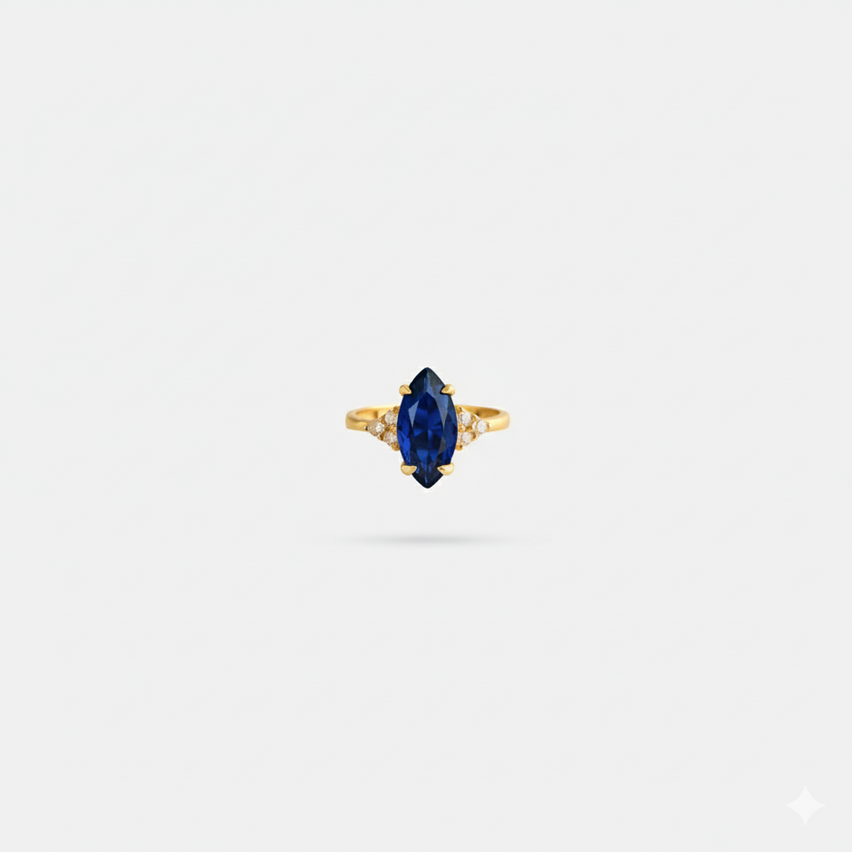 Marquise Cut Sapphire Inspired  925 Silver Zircon Ring