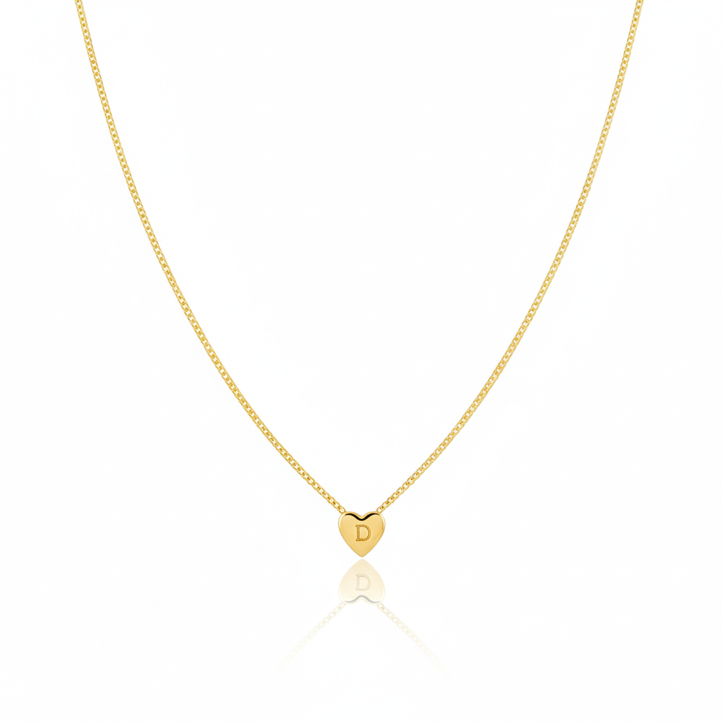 Personalized Puffy Heart Initial Necklace