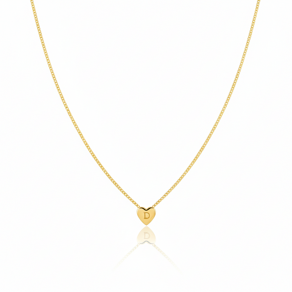 Personalized Puffy Heart Initial Necklace