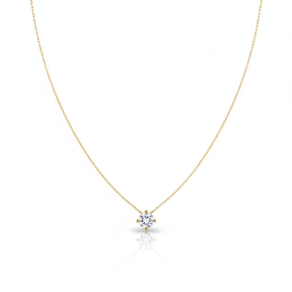 Moissanite Solitaire Necklace in 14K Gold
