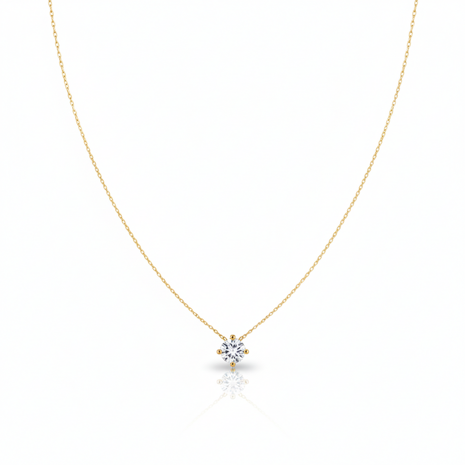 Moissanite Solitaire Necklace in 14K Gold