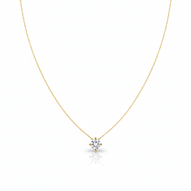 Moissanite Solitaire Necklace in 14K Gold