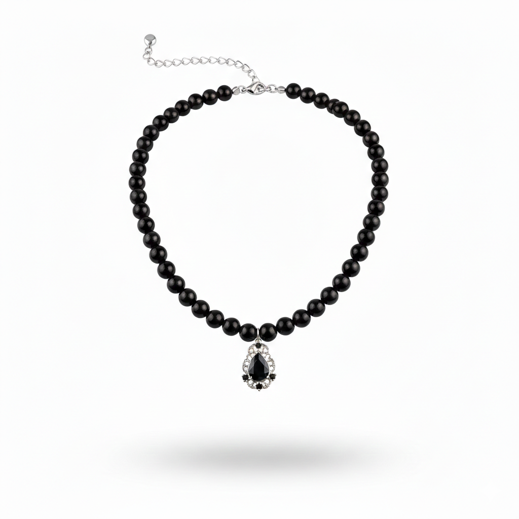 Onyx 925 Sterling Silver Statement Necklace