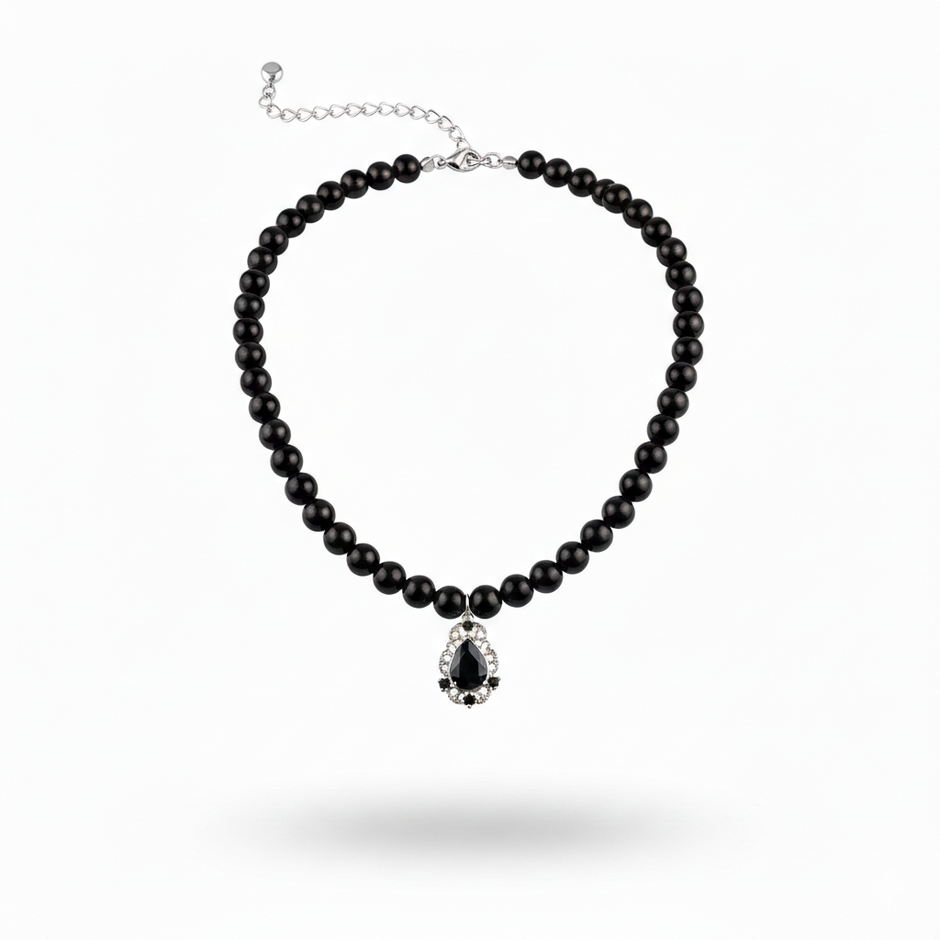 Onyx 925 Sterling Silver Statement Necklace