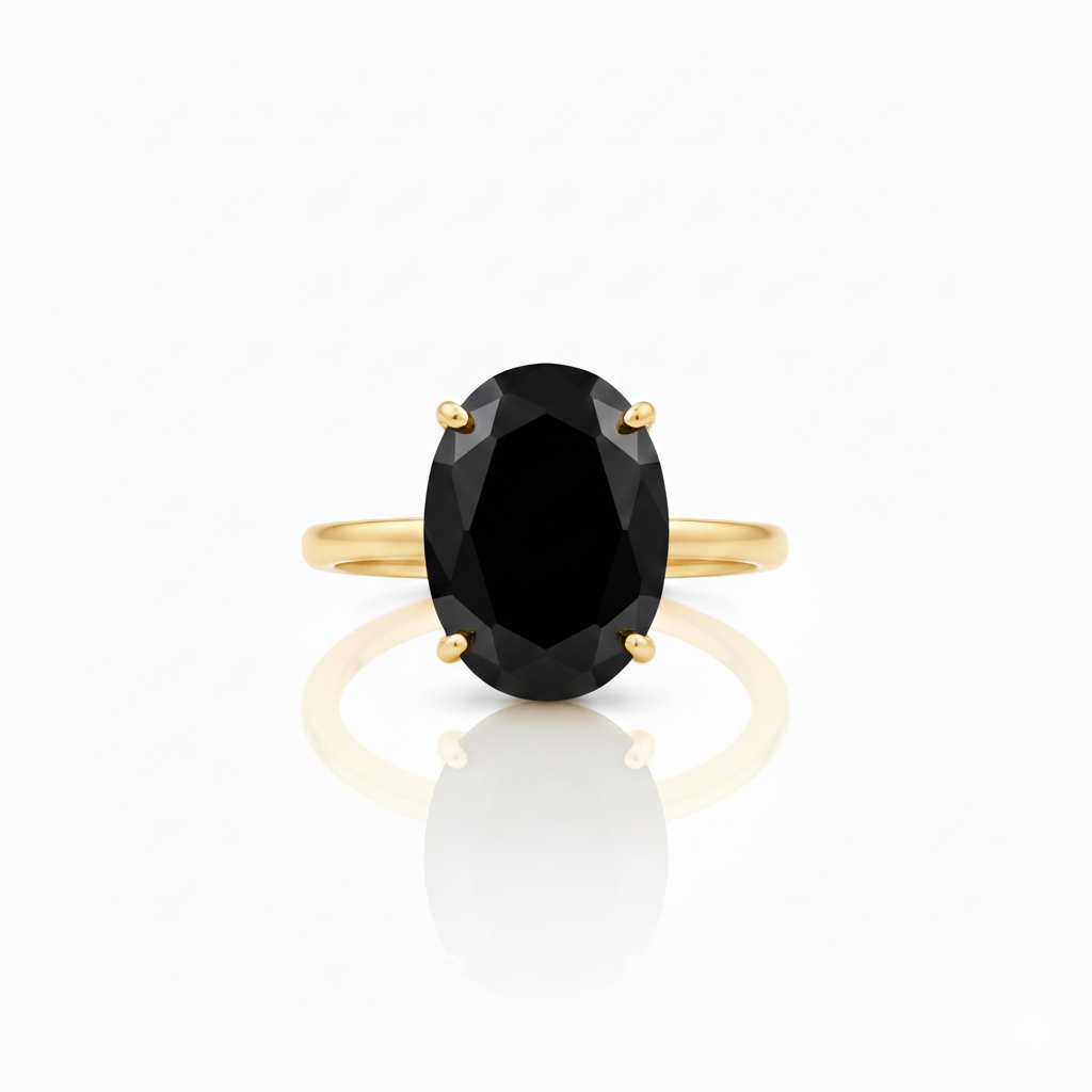 Oval Black Onyx Style Zircon Ring