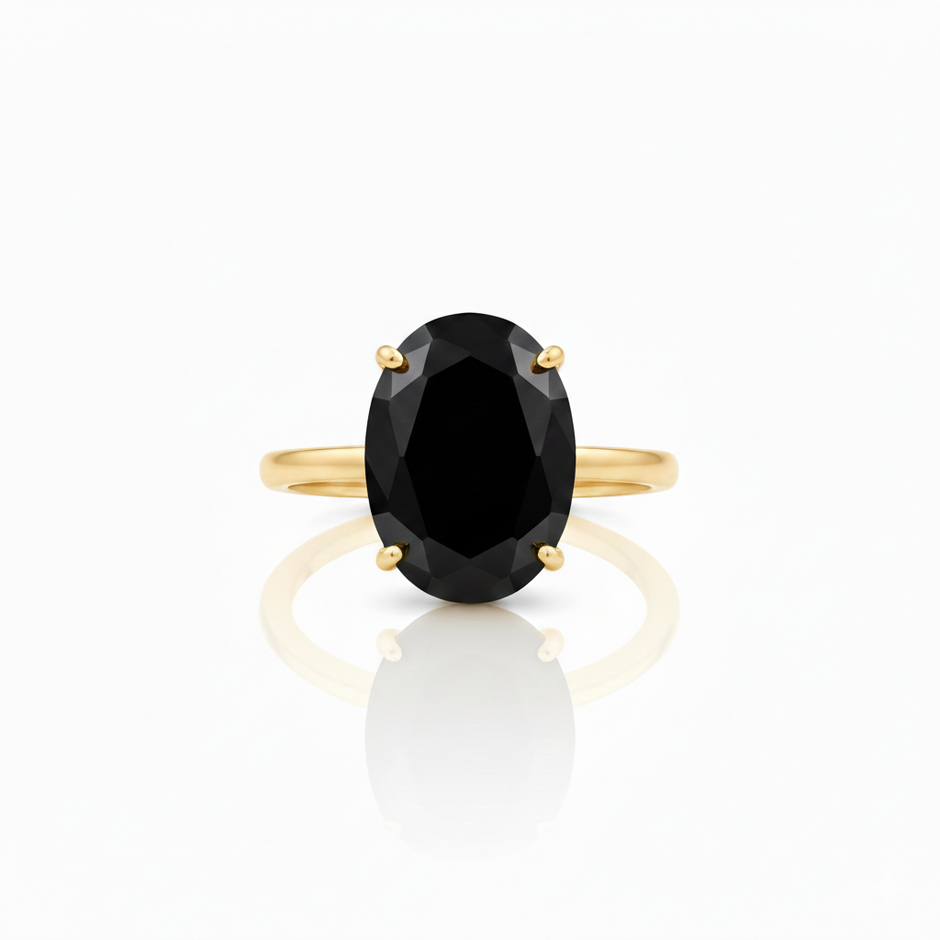 Oval Black Onyx Style Zircon Ring