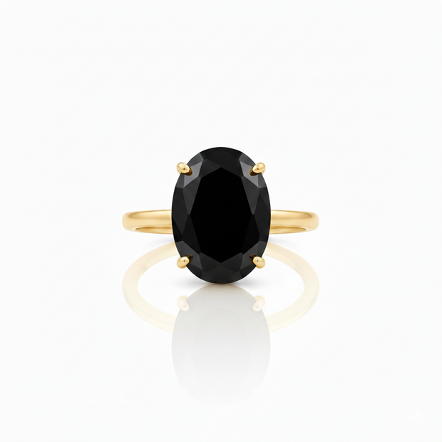 Oval Black Onyx Style Zircon Ring