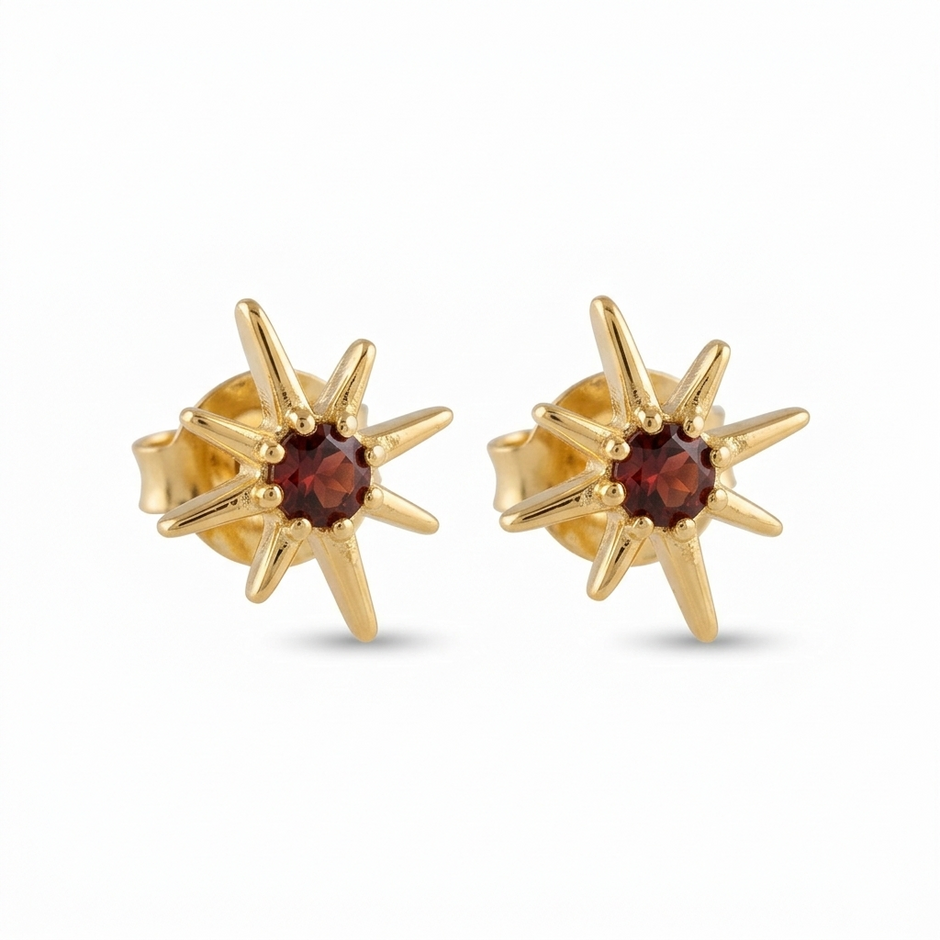 Northstar Birthhstone Stud Earrings 925 Sterling Silver