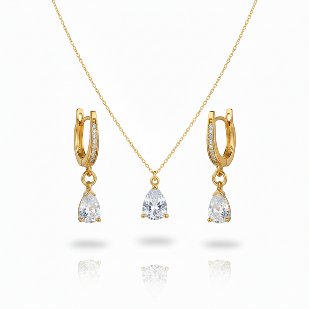 Elegant Pear-Cut Diamond Look Jewelry Set