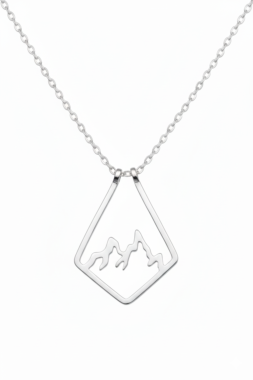 14K Solid Gold Mountain Ring Holder Necklace