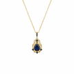 Dainty Pear Cut Blue Stone Pendant, Elegant Victorian Style Gold Necklace