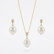 Pearl Necklace and Earrings Set 925 Sterling Silver