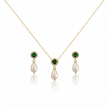 Emerald Green & Pearl Jewelry Set