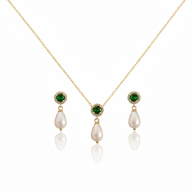 Emerald Green & Pearl Jewelry Set