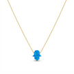 Handmade Turquoise Opal Hamsa Necklace 925 Sterling Silver Chain