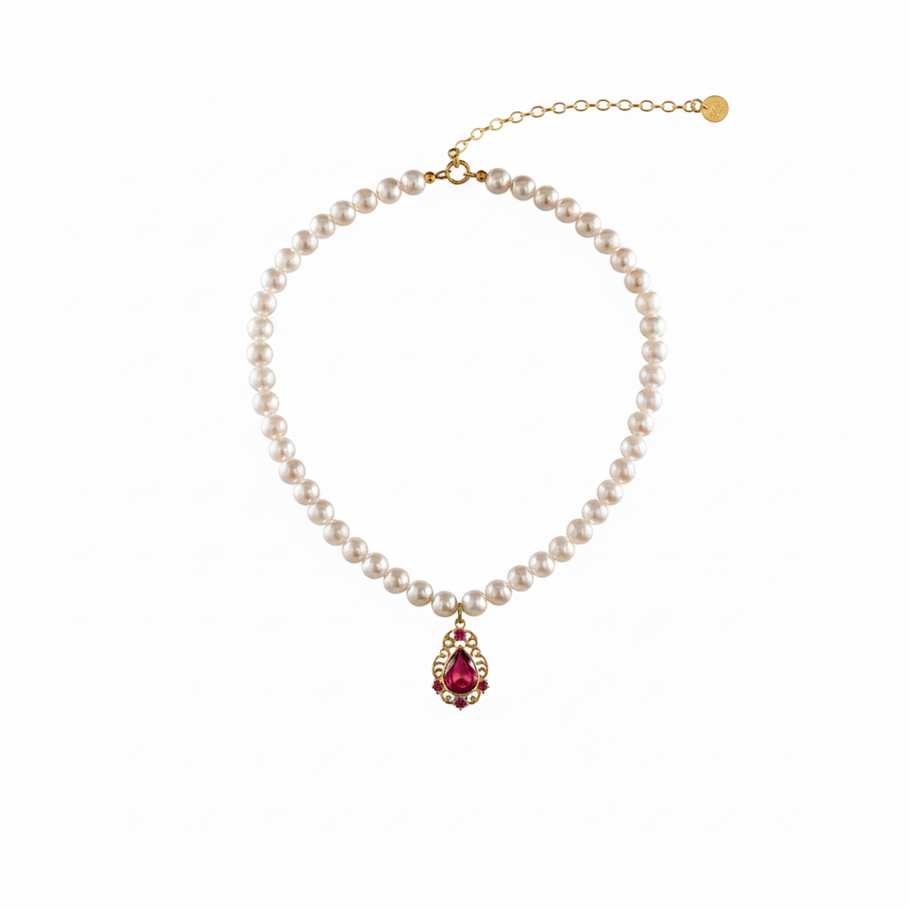 925 Sterling Silver Crystal Pearl Necklace with Zirconia Pendant