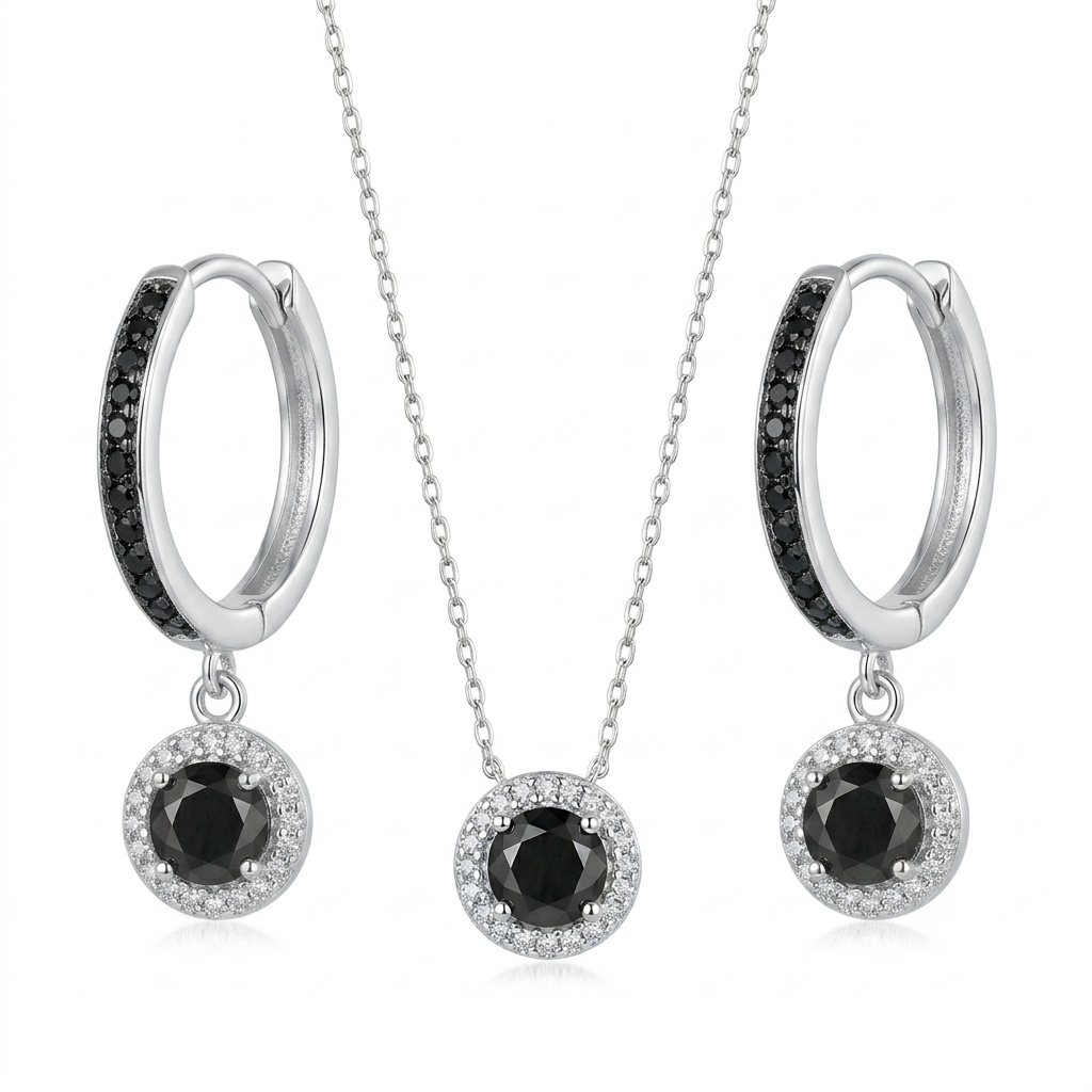 Minimalist Round Black Onyx Look Set