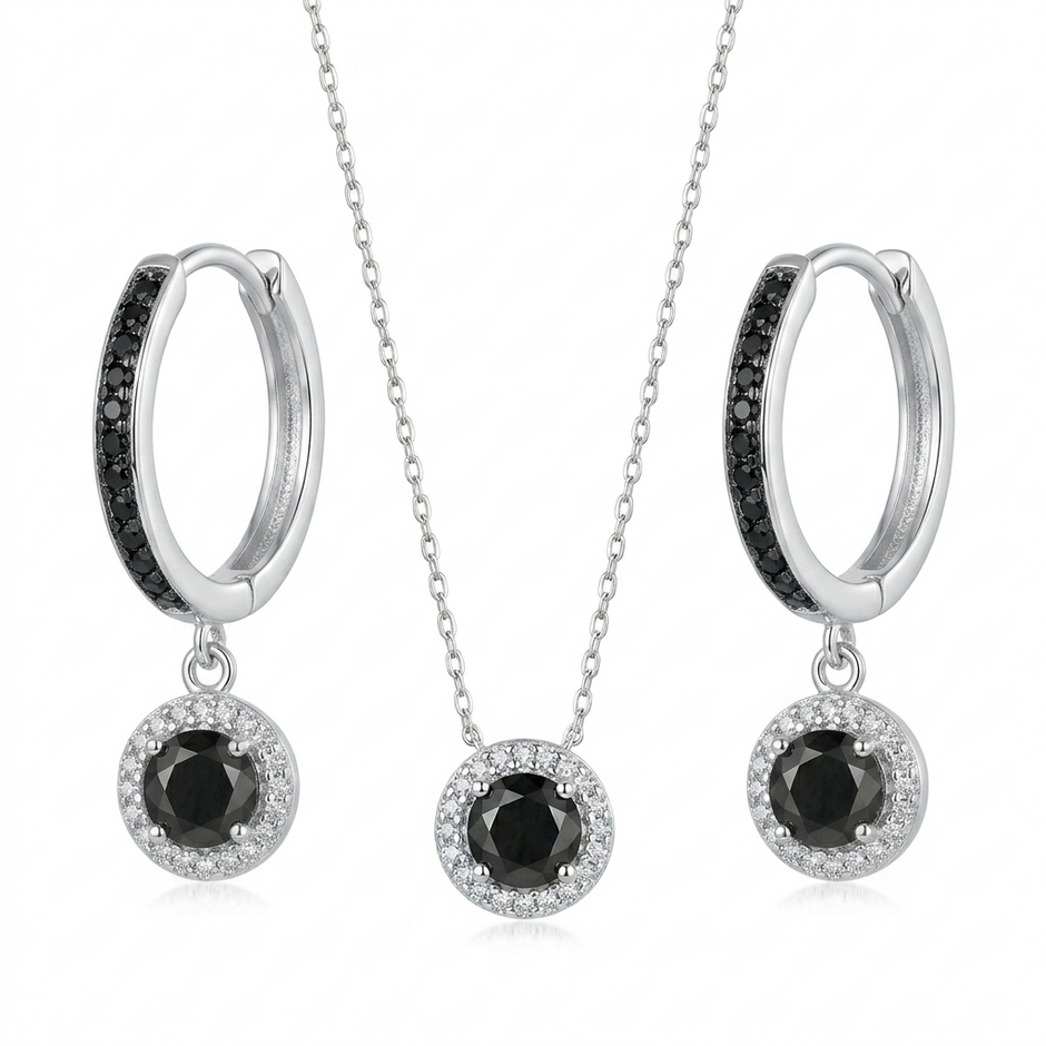 Minimalist Round Black Onyx Look Set