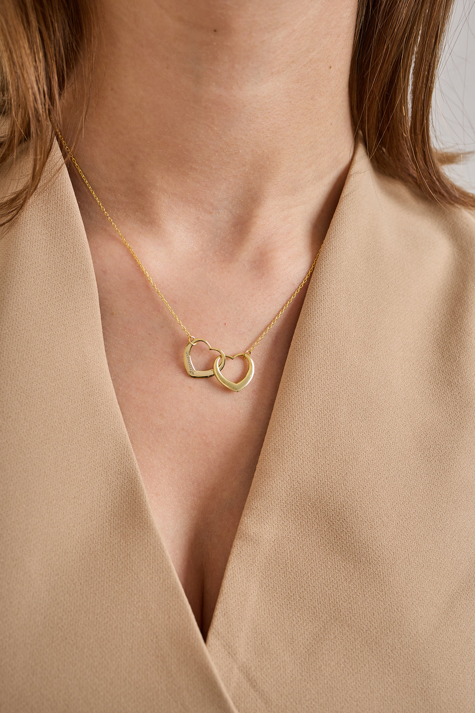 Personalized Interlocking Hearts Necklace