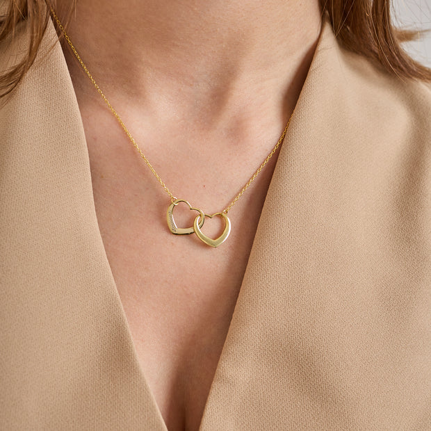 Personalized Interlocking Hearts Necklace